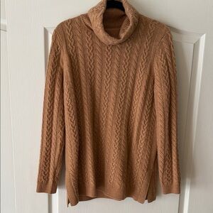 Talbots Cable Cashmere Turtleneck Sweater - Tan
